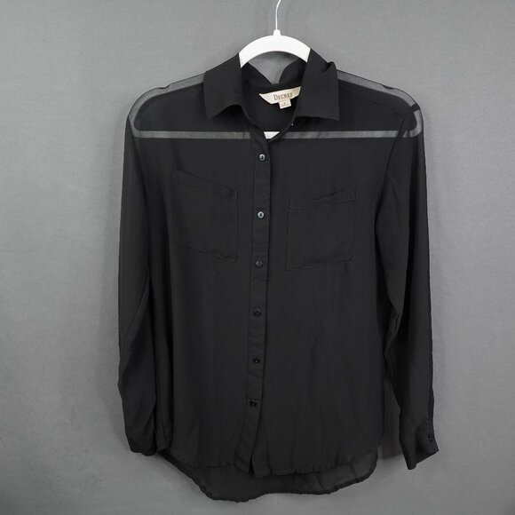 Decree Womens Top Small Black Sheer Statement Witchy Edgy Retro Glam Romantic - Picture 1 of 11